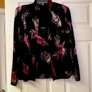 Medium Onyx Nite by Wendye Chaitin tunic & jacket black with gold & cranberry